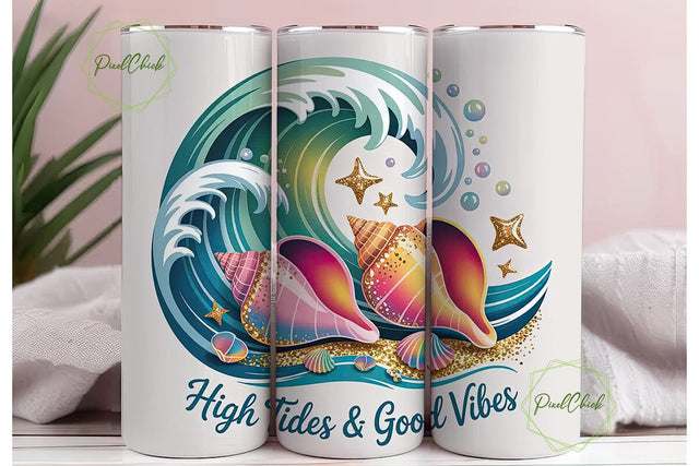 High Tides & Good Vibes 20oz Tumbler Sublimation PixelChick 