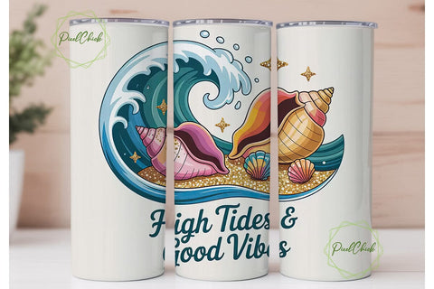 High Tides & Good Vibes 20oz Tumbler Sublimation PixelChick 