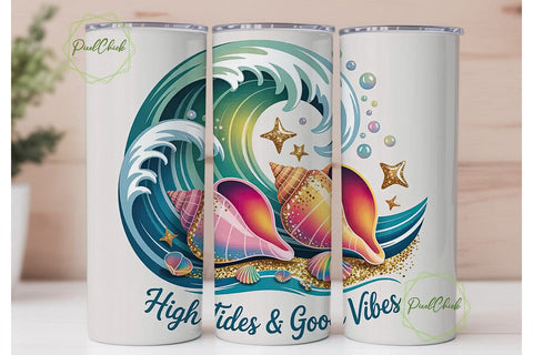 High Tides & Good Vibes 20oz Tumbler Sublimation PixelChick 
