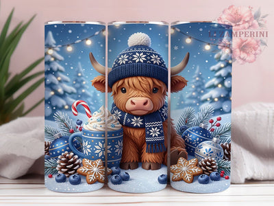 Highland Calf Christmas 20oz Tumbler, Highland Calf Xmas, Christmas Calf, Highland Calf PNG, Calf Tumbler Wrap, Christmas Calf PNG, Calf Tumbler PNG, Holiday Calf PNG Sublimation Li Zamperini 