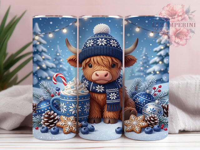 Highland Calf Christmas 20oz Tumbler, Highland Calf Xmas, Christmas Calf, Highland Calf PNG, Calf Tumbler Wrap, Christmas Calf PNG, Calf Tumbler PNG, Holiday Calf PNG Sublimation Li Zamperini 