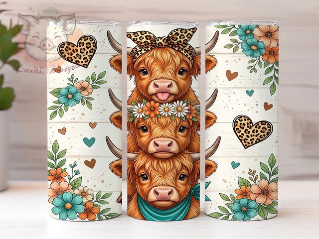 Highland Calf Stack 20oz Tumbler, Highland Calf, Calf Stack, Highland Calf Tumbler, 20oz Tumbler, Cute Highland Calf, Cow Tumbler, Tumbler Wrap Sublimation Lara' s Designs 