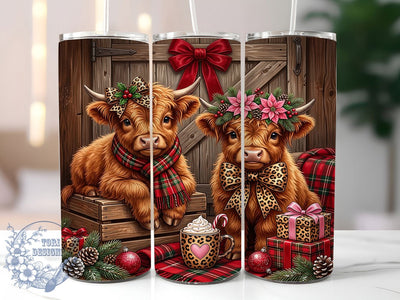 Highland Calves Christmas 20oz Tumbler, Highland Calves Xmas, Highland Calf PNG, Christmas Calf Wrap, Calf Tumbler Wrap, 20oz Tumbler Wrap, Christmas Tumbler, Holiday Calf PNG Sublimation ToriDesigns 