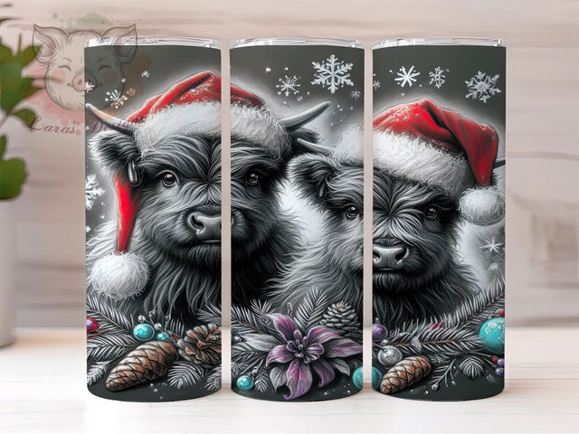 Highland Christmas Cow 20oz Tumbler Wrap, Christmas Cow, Highland Cow, Cow Tumbler, 20oz Tumbler, Sublimation Wrap, Holiday Decor, Farmhouse Gift Sublimation Lara' s Designs 
