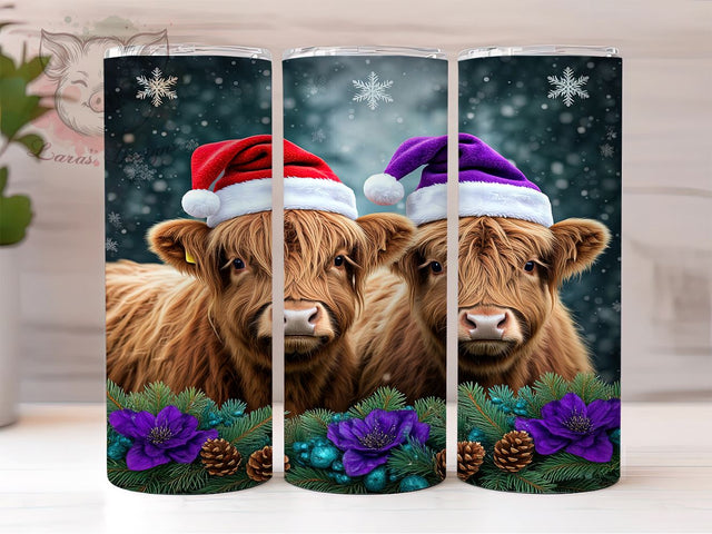 Highland Christmas Cow 20oz Tumbler Wrap, Christmas Cow, Highland Cow, Cow Tumbler, 20oz Tumbler, Sublimation Wrap, Holiday Decor, Farmhouse Gift Sublimation Lara' s Designs 