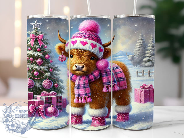 Highland Christmas Cow 20oz Tumbler Wrap, Christmas Cow, Highland Cow, Cow Tumbler, 20oz Tumbler, Sublimation Wrap, Holiday Decor, Farmhouse Gift Sublimation ToriDesigns 