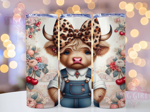 Highland Cow 20oz Tumbler, Cute Cow Wrap, Farm Animal Sublimation, Rustic Country Design, 20oz Tumbler Wrap, Sublimation Design PNG, Country Western Gift Sublimation SvggirlplusArt 