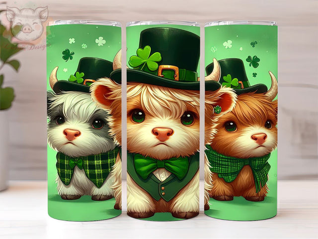 Highland Cow 20oz Tumbler Png, Highland Cow St. Patrick Sublimation Tumbler PNG, PNG Downloads, Sublimation Design, Digital, Digital Download PNG Sublimation Lara' s Designs 