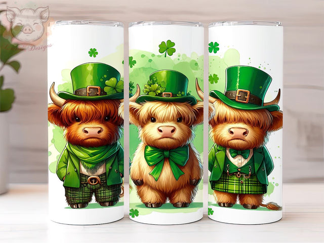 Highland Cow 20oz Tumbler Png, Highland Cow St. Patrick Sublimation Tumbler PNG, PNG Downloads, Sublimation Design, Digital, Digital Download PNG Sublimation Lara' s Designs 