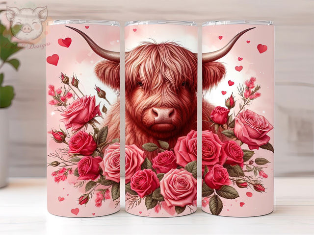 Highland Cow 20oz Tumbler Png, Valentines Cow 20oz Tumbler Wrap PNG, PNG Downloads, Sublimation Design, Digital, Digital Download PNG Sublimation Lara' s Designs 