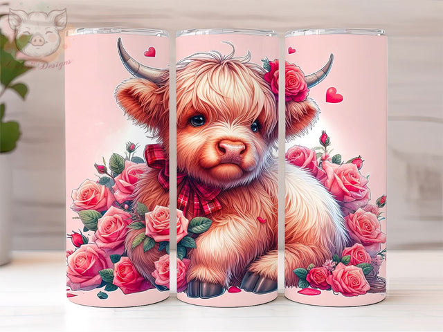 Highland Cow 20oz Tumbler Png, Valentines Cow 20oz Tumbler Wrap PNG, PNG Downloads, Sublimation Design, Digital, Digital Download PNG Sublimation Lara' s Designs 