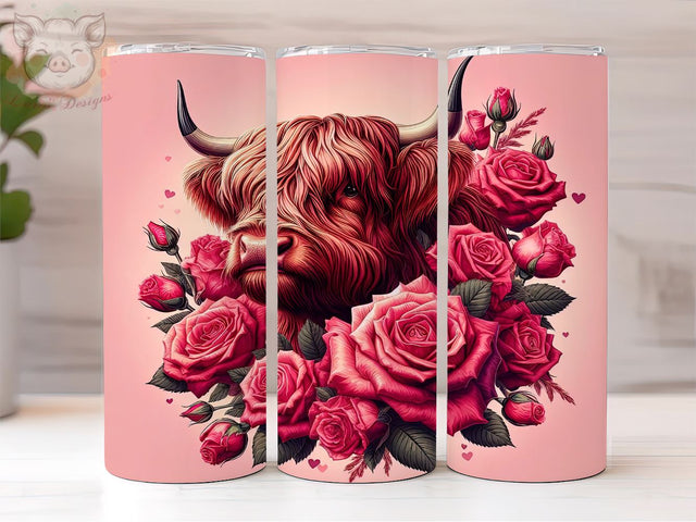 Highland Cow 20oz Tumbler Png, Valentines Cow 20oz Tumbler Wrap PNG, PNG Downloads, Sublimation Design, Digital, Digital Download PNG Sublimation Lara' s Designs 
