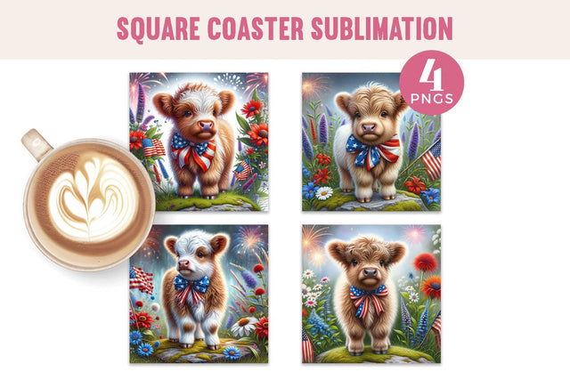 Highland Cow 4th July Sublimation Bundle Sublimation BijouBay 