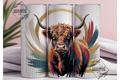 Highland Cow Abstract Art 20oz Tumbler Sublimation sassyprint 