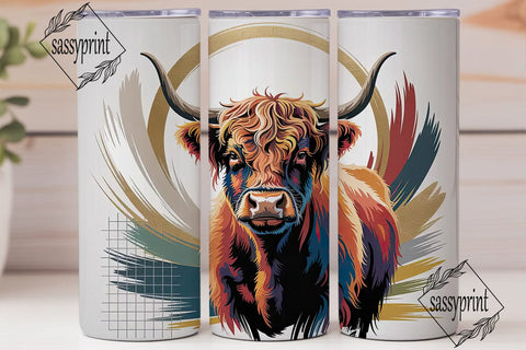 Highland Cow Abstract Art 20oz Tumbler Sublimation sassyprint 