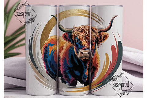 Highland Cow Abstract Art 20oz Tumbler Sublimation sassyprint 