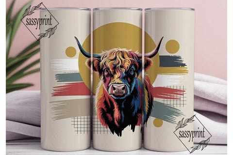Highland Cow Abstract Art 20oz Tumbler Sublimation sassyprint 