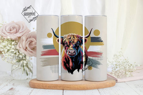 Highland Cow Abstract Art 20oz Tumbler Sublimation sassyprint 