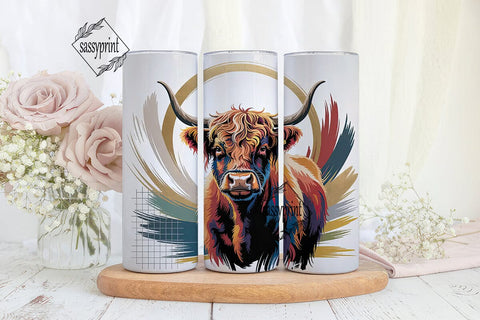 Highland Cow Abstract Art 20oz Tumbler Sublimation sassyprint 