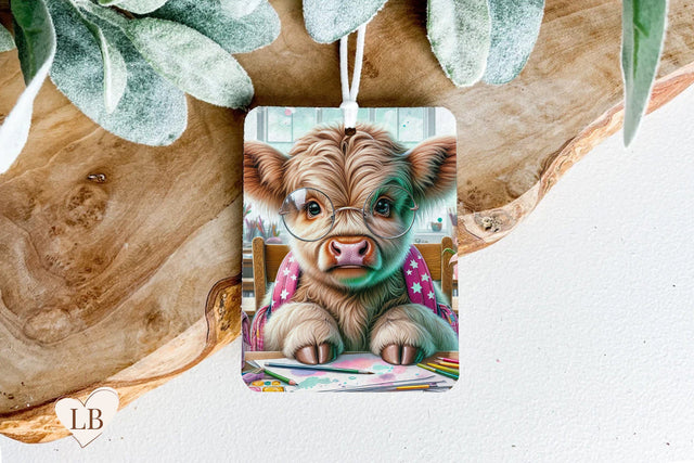 Highland Cow Air Freshener, Cute Car Freshie Sublimation Sublimation BijouBay 