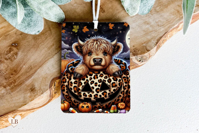 Highland Cow Air Freshener, Halloween Car Freshie Sublimation Sublimation BijouBay 