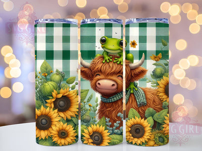 Highland Cow and Frog 20oz Tumbler Wrap Sublimation Design, Straight Tapered Tumbler Wrap, Highland Cow Tumbler Png, Instant Digital Download Sublimation SvggirlplusArt 