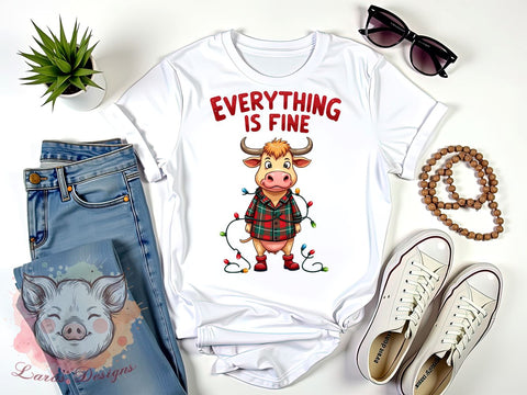 Highland Cow Art, Funny Christmas, Cow PNG, Sarcastic Holiday, Christmas Sublimation, Whimsical Design, Cute Cow Gift, Digital Download Sublimation Lara' s Designs 