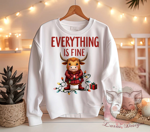 Highland Cow Art, Funny Christmas, Cow PNG, Sarcastic Holiday, Christmas Sublimation, Whimsical Design, Cute Cow Gift, Digital Download Sublimation Lara' s Designs 