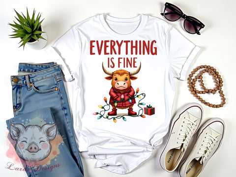 Highland Cow Art, Funny Christmas, Cow PNG, Sarcastic Holiday, Christmas Sublimation, Whimsical Design, Cute Cow Gift, Digital Download Sublimation Lara' s Designs 