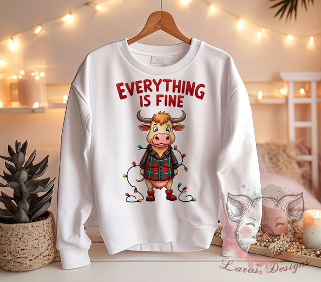 Highland Cow Art, Funny Christmas, Cow PNG, Sarcastic Holiday, Christmas Sublimation, Whimsical Design, Cute Cow Gift, Digital Download Sublimation Lara' s Designs 