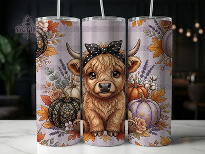Highland Cow Autumn 20oz Tumbler, Highland Cow Autumn, 20oz Tumbler Wrap, Sublimation Design, Cute Fall Animal Art, Digital Download, Tumbler PNG, Autumn Highland Cow Wrap Sublimation SvggirlplusArt 