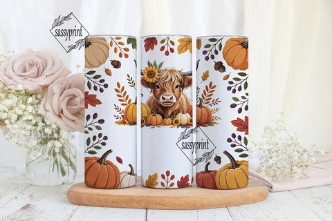 Highland Cow Autumn 20oz Tumbler Sublimation sassyprint 