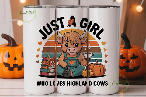 Highland Cow Autumn 20oz Tumbler Wrap Sublimation PixelChick 