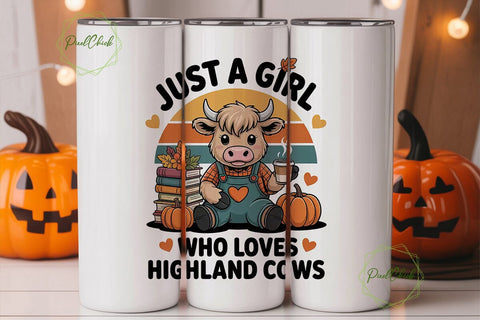 Highland Cow Autumn 20oz Tumbler Wrap Sublimation PixelChick 