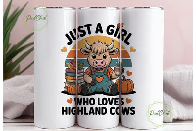 Highland Cow Autumn 20oz Tumbler Wrap Sublimation PixelChick 