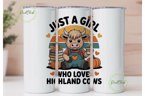 Highland Cow Autumn 20oz Tumbler Wrap Sublimation PixelChick 