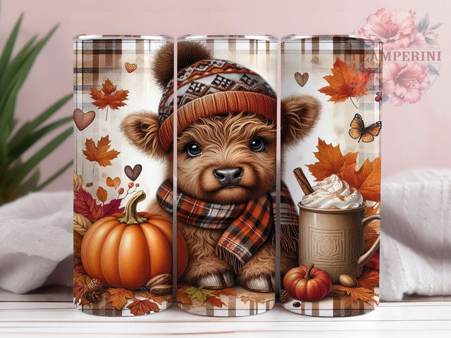 Highland Cow Autumn Fall Tumbler, Autumn Cow Wrap Design, Rustic Farmhouse Style, Cozy Fall Aesthetic, 20oz Tumbler Sublimation, Harvest Cow Design, Autumn Sublimation PNG Sublimation Li Zamperini 