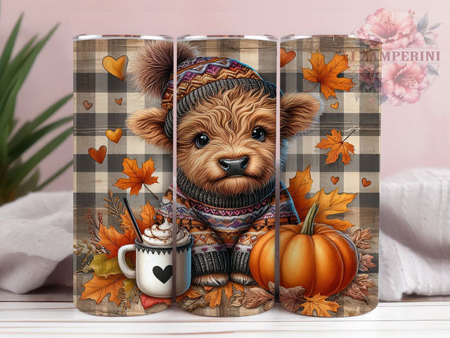 Highland Cow Autumn Fall Tumbler, Autumn Cow Wrap Design, Rustic Farmhouse Style, Cozy Fall Aesthetic, 20oz Tumbler Sublimation, Harvest Cow Design, Autumn Sublimation PNG Sublimation Li Zamperini 