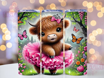 Highland Cow Ballerina Tumbler, 20oz Tumbler Wrap, Cow Art, Sublimation Design, Cute Cow Gift, Unique Tumbler Sublimation SvggirlplusArt 