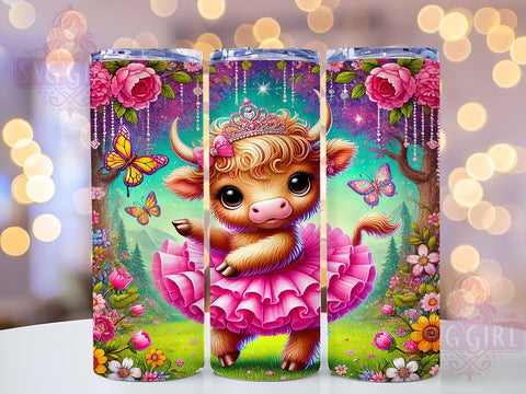 Highland Cow Ballerina Tumbler, 20oz Tumbler Wrap, Cow Art, Sublimation Design, Cute Cow Gift, Unique Tumbler Sublimation SvggirlplusArt 