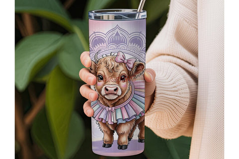 Highland Cow BalleTHSP 20oz Tumbler Sublimation DesignSVG 