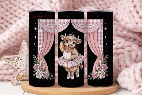 Highland Cow BalleTHSP 20oz Tumbler Wrap Sublimation DesignSVG 