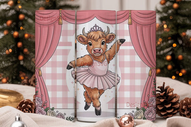 Highland Cow BalleTHSP 20oz Tumbler Wrap Sublimation DesignSVG 