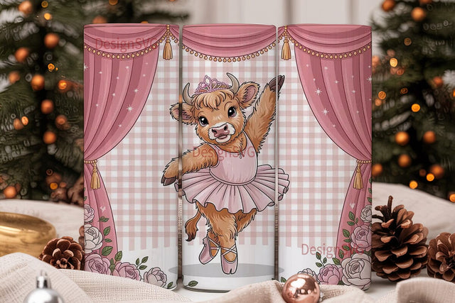 Highland Cow BalleTHSP 20oz Tumbler Wrap Sublimation DesignSVG 