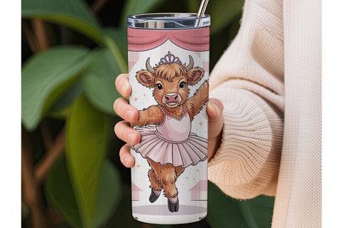 Highland Cow BalleTHSP 20oz Tumbler Wrap Sublimation DesignSVG 
