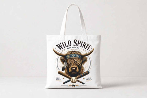 Highland Cow Baseball PNG | Wild Spirit Sublimation Design SVG BillahCrafts 