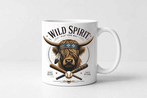 Highland Cow Baseball PNG | Wild Spirit Sublimation Design SVG BillahCrafts 