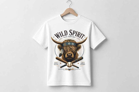 Highland Cow Baseball PNG | Wild Spirit Sublimation Design SVG BillahCrafts 