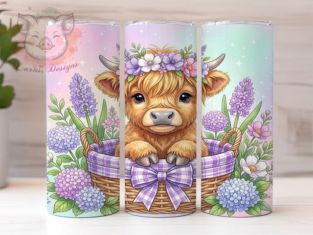 Highland Cow Basket 20oz Tumbler, Highland Cow Basket, Basket Tumbler, Highland Cow Tumbler, Cow Basket, 20oz Tumbler, Farmhouse Tumbler, Tumbler Wrap Sublimation Lara' s Designs 