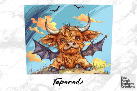 Highland Cow Bat Sublimation Tumbler Wrap Sublimation Fine Purple Elephant Creations 